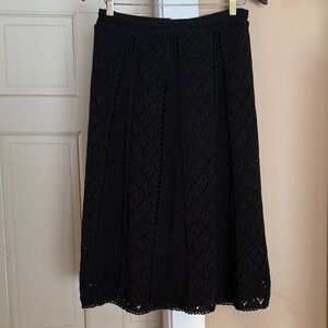 LOFT Black A-Line crocheted  Skirt